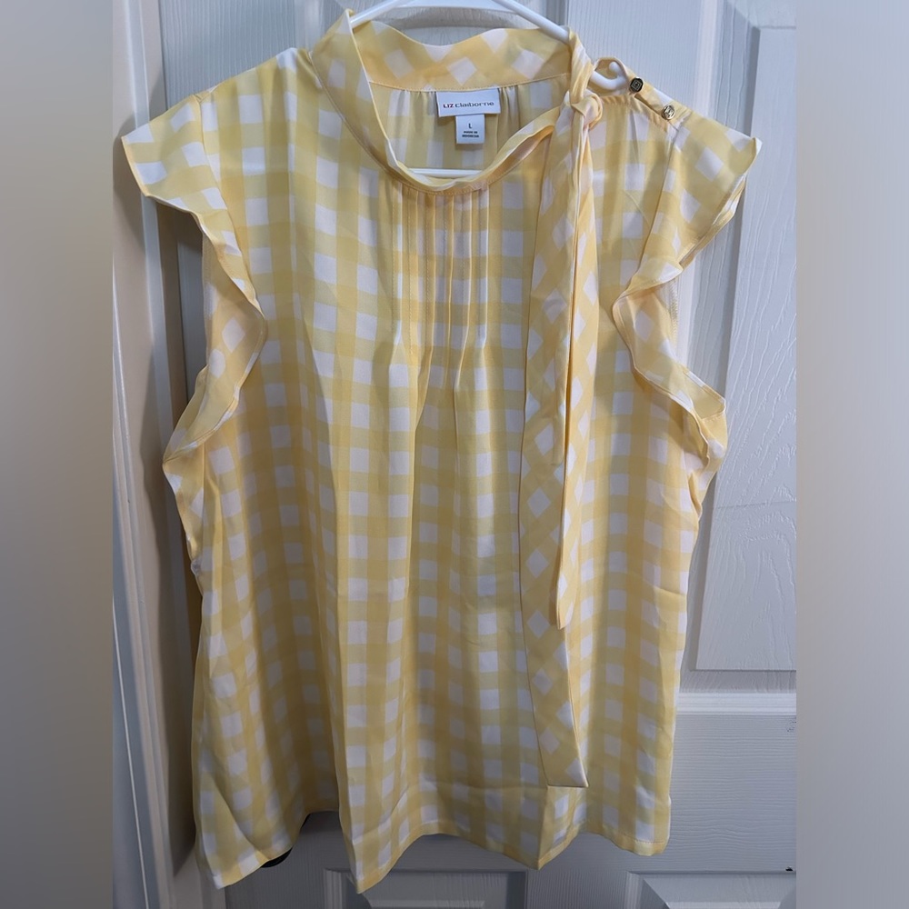 Yellow and white checkered blouse